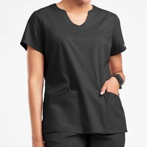 ButterSoft Uniform Scallop Neck Scrub Top Black Size Large *